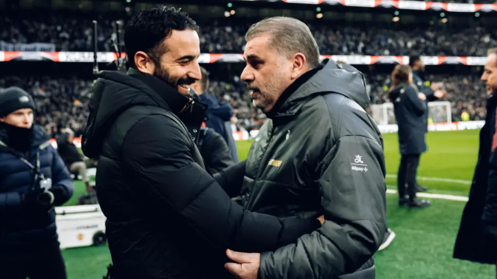 Ruben Amorim, left, and Ange Postecolgou can both salvage something from poor domestic seasons for their clubs by winning the Europa League